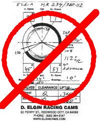 Cam card for Elgin hydraulic roller cam - this is being replaced with a solid-roller unit